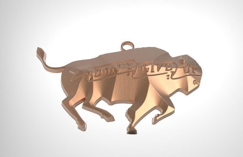 Bison medallion 3D print model_3