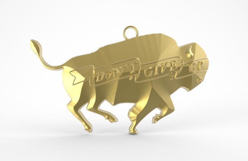 Bison medallion 3D print model_4