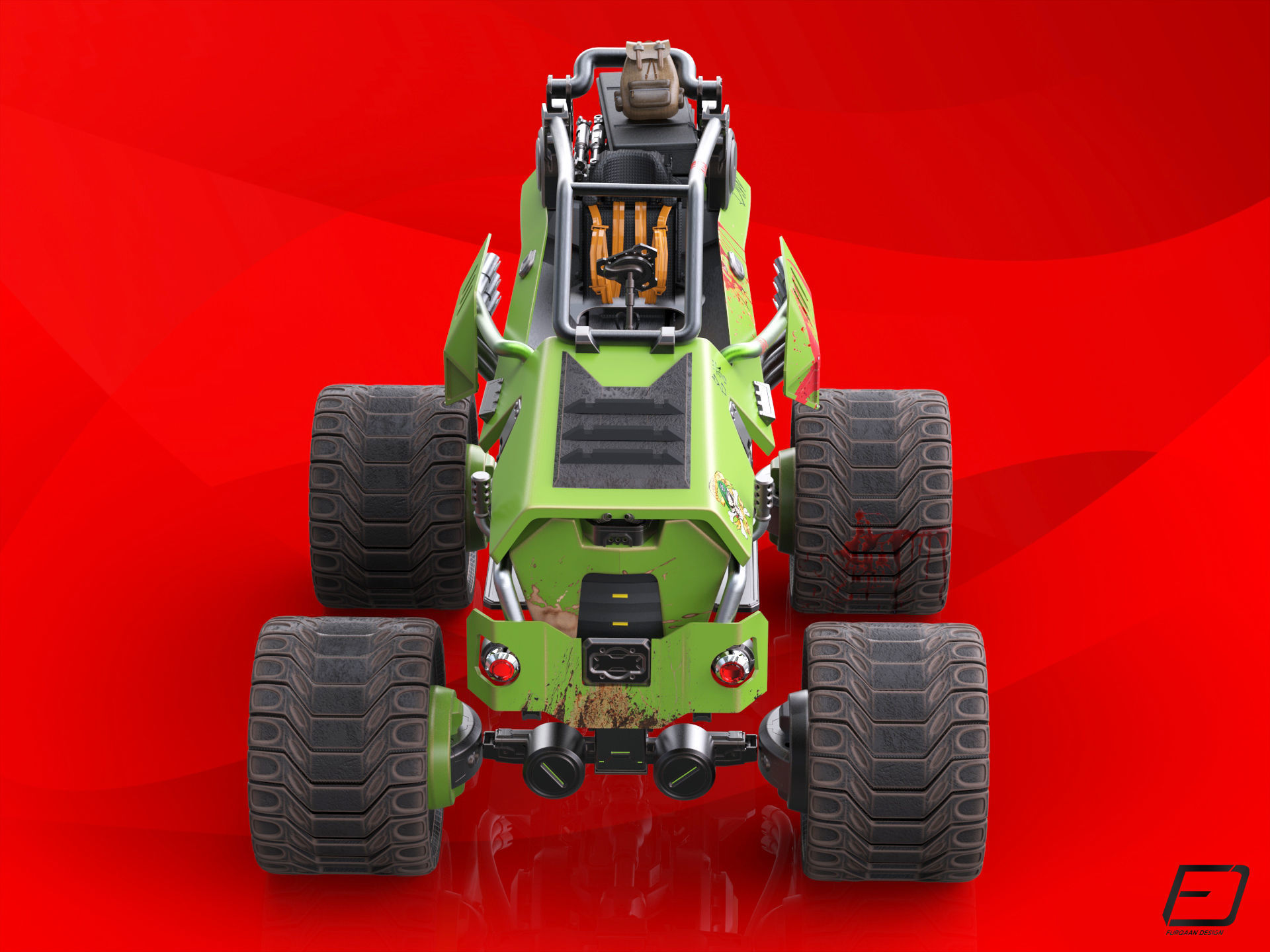 Sci-Fi Survival Monster Truck Low-poly 3D model_3