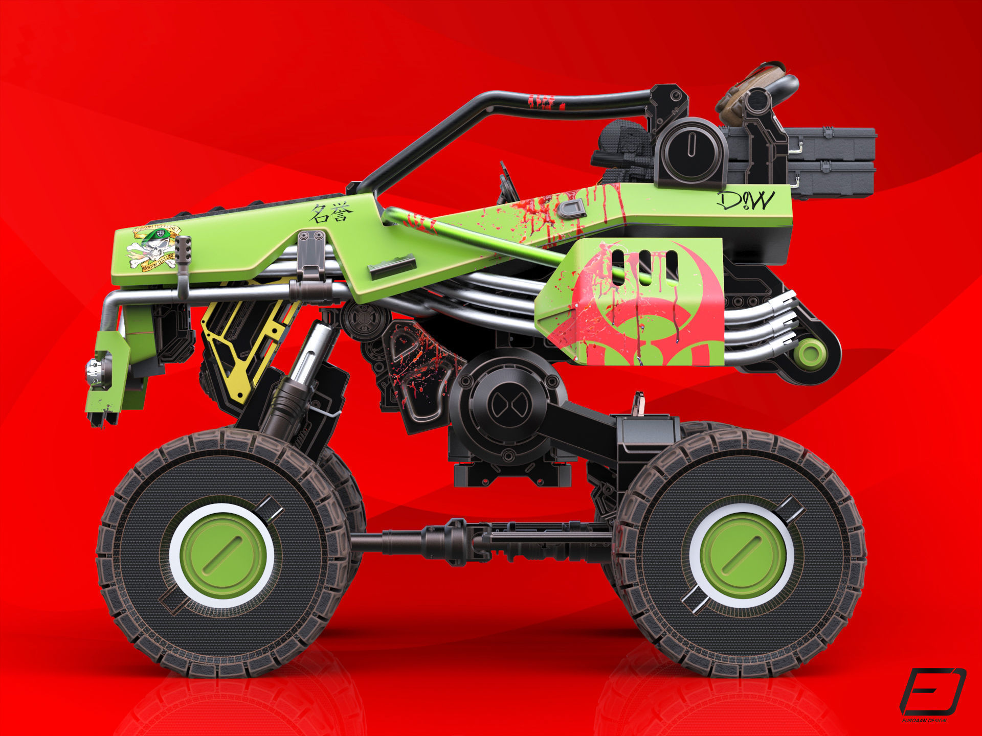 Sci-Fi Survival Monster Truck Low-poly 3D model_4