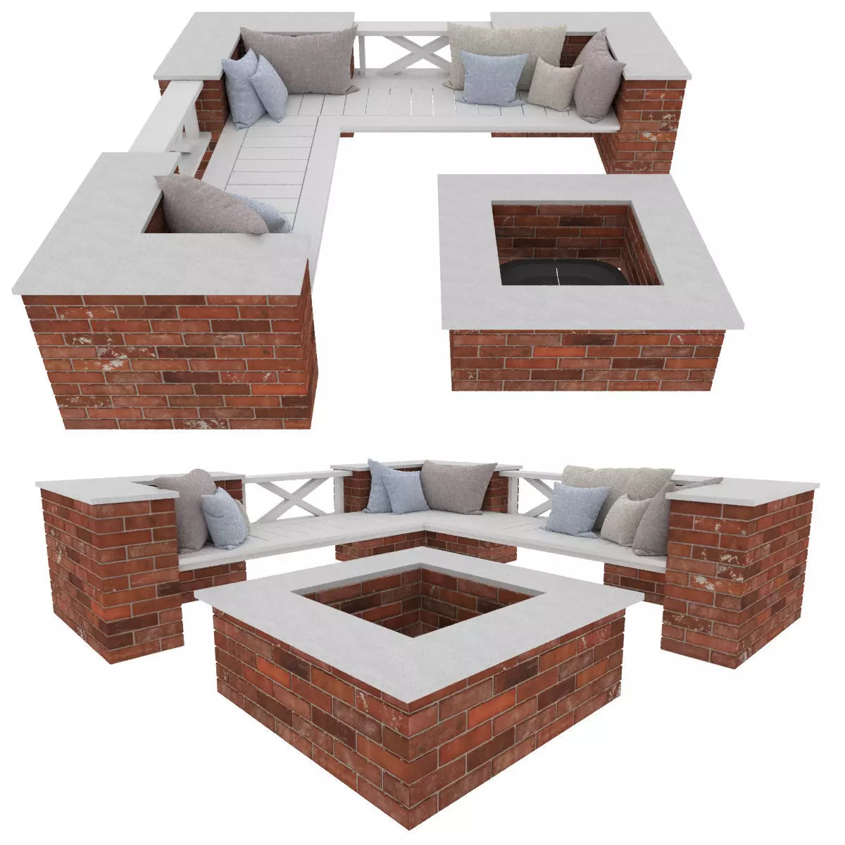 Garden bricks bench Free 3D model_0