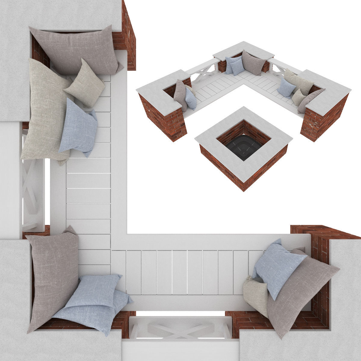 Garden bricks bench Free 3D model_1