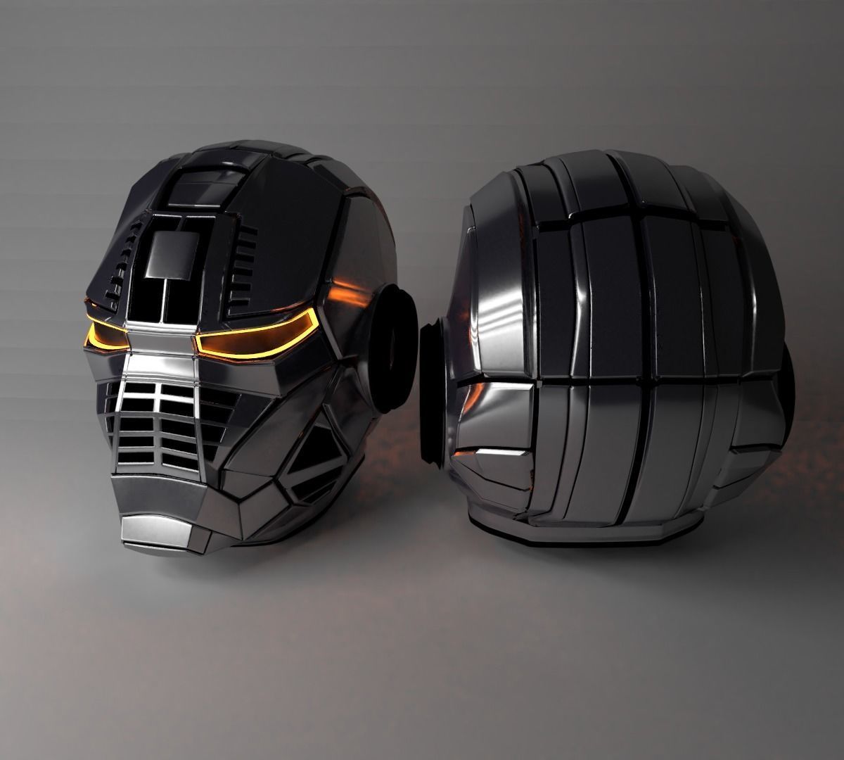 3D Sci-fi space helmet Low-poly 3D model_2