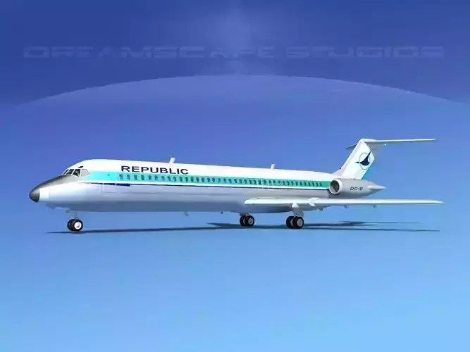 Douglas DC-9-40 Republic Airlines 3D model