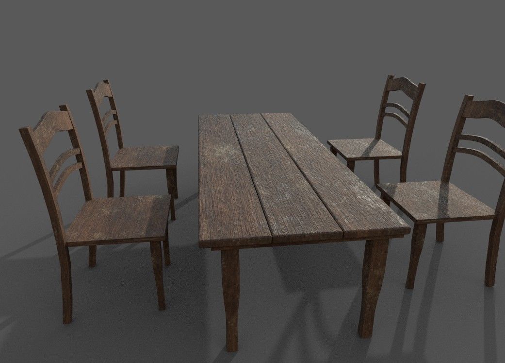 table with chairs 3D model_2