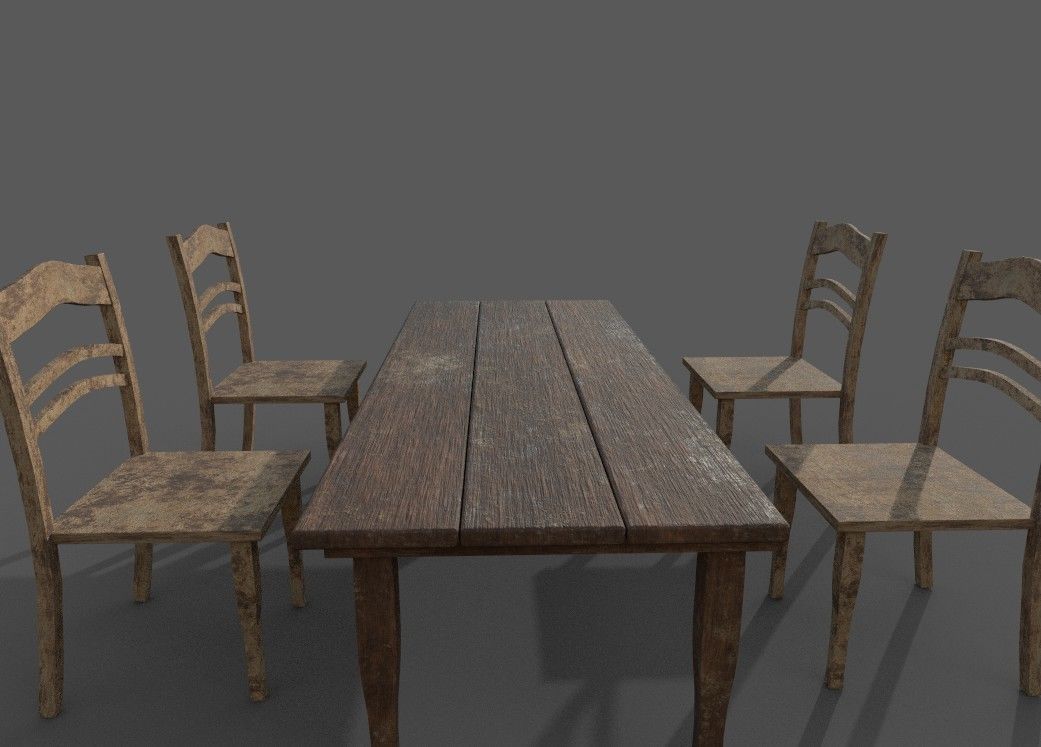 table with chairs 3D model_1