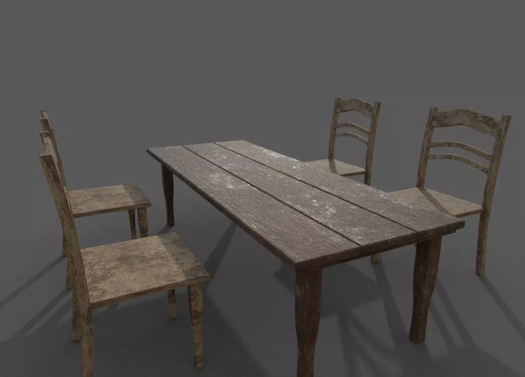 table with chairs 3D model_0