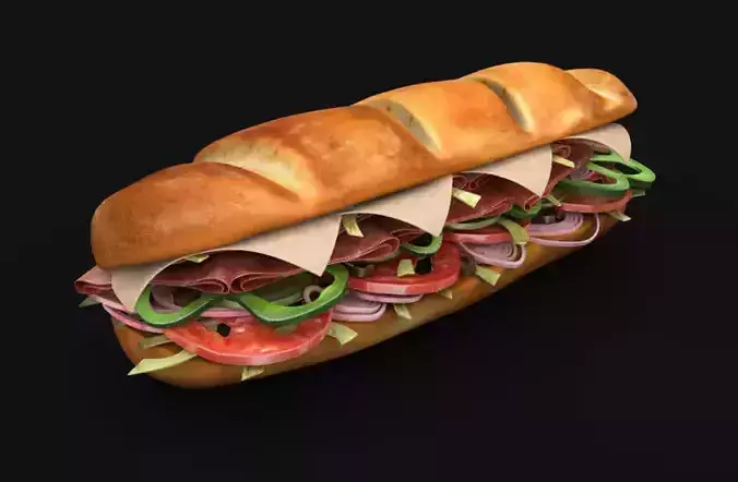 subway sandwich Low-poly 3D model