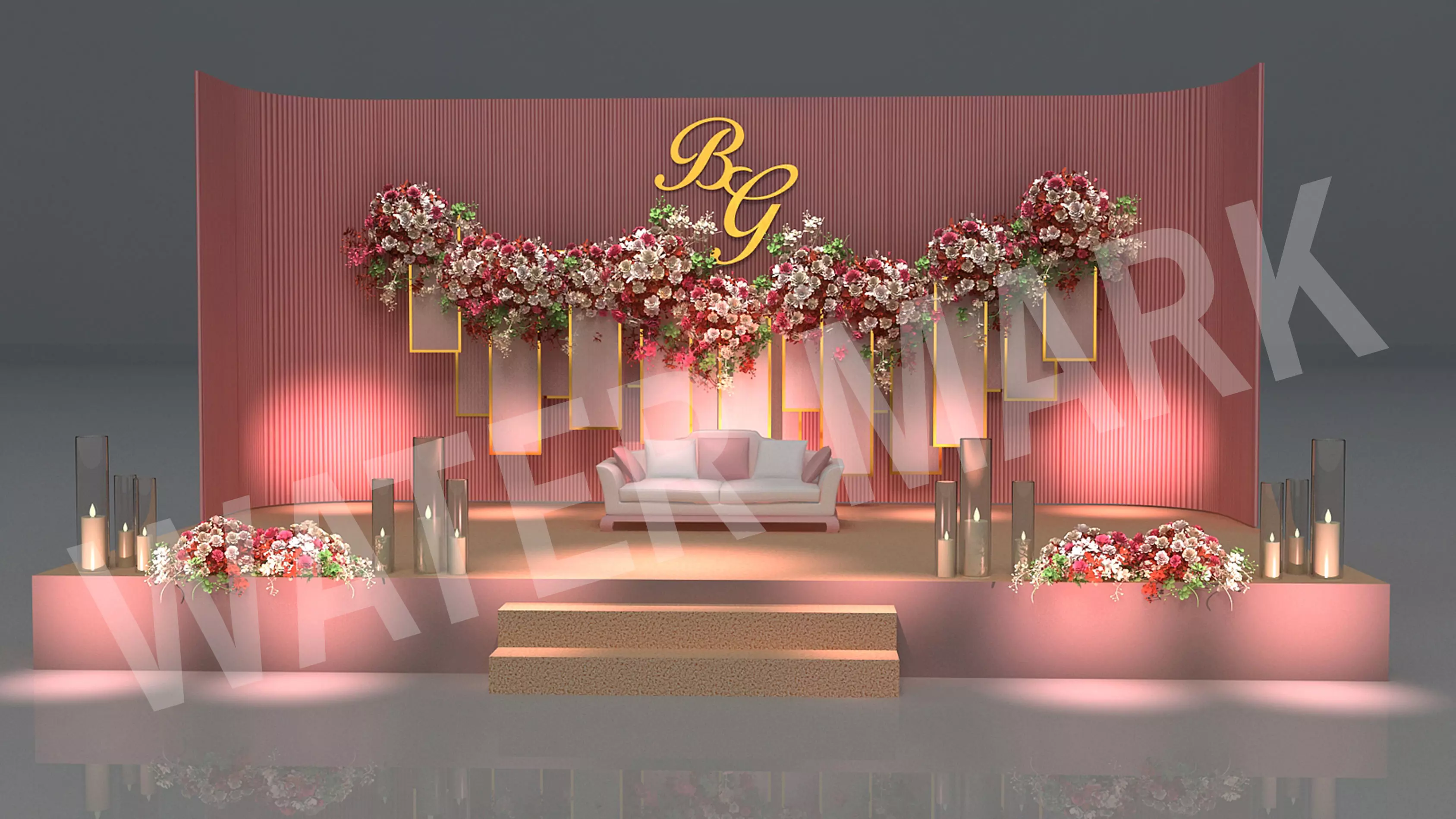 3d wedding stage 3D model_0