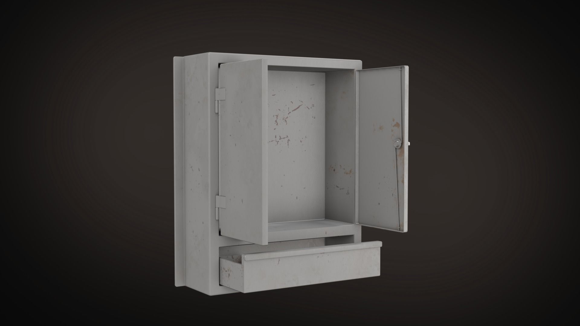 Wall Mounted Cabinet Low-poly 3D model_2