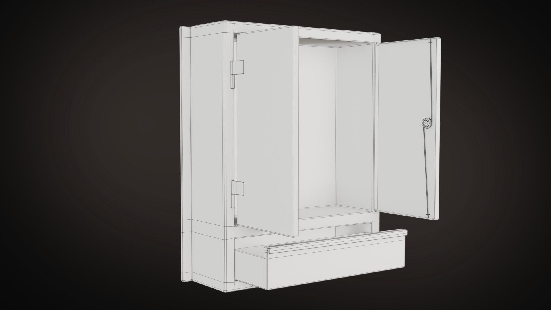 Wall Mounted Cabinet Low-poly 3D model_10