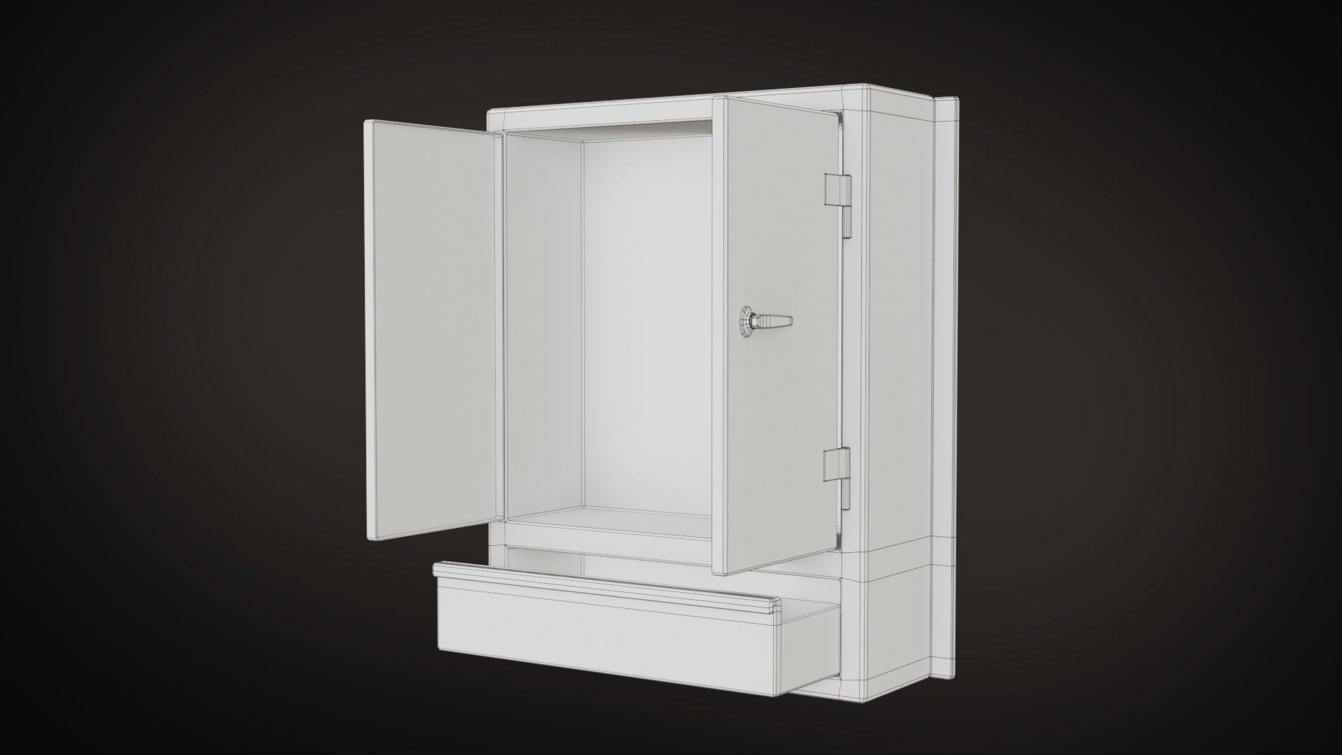 Wall Mounted Cabinet Low-poly 3D model_11