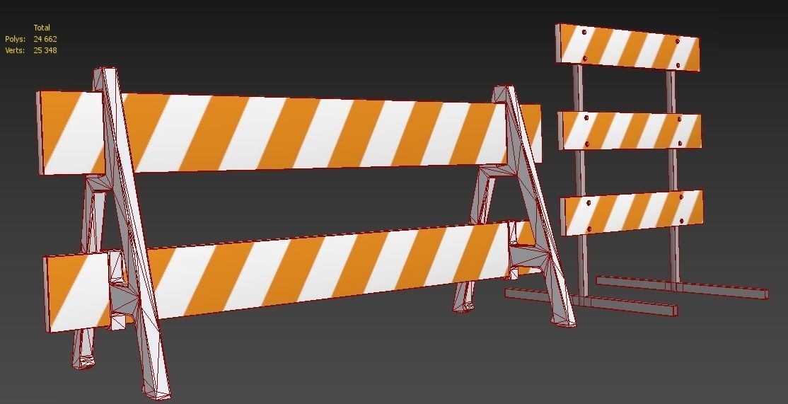 Traffic Barricade 3D model_5