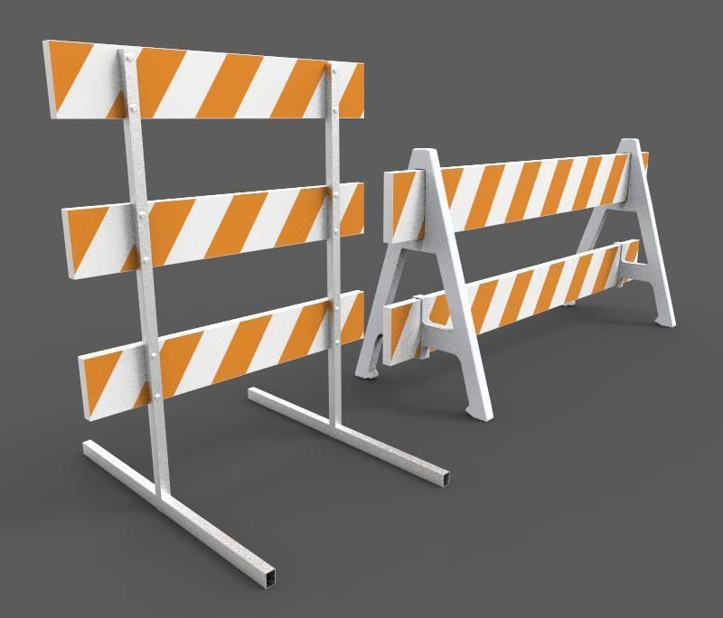 Traffic Barricade 3D model_2