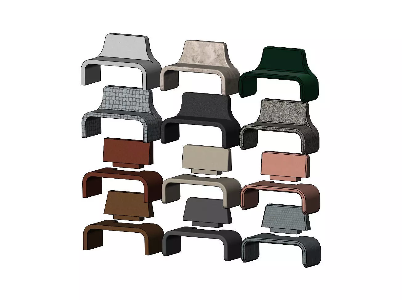 Miniature concrete park benches prop 3D print model