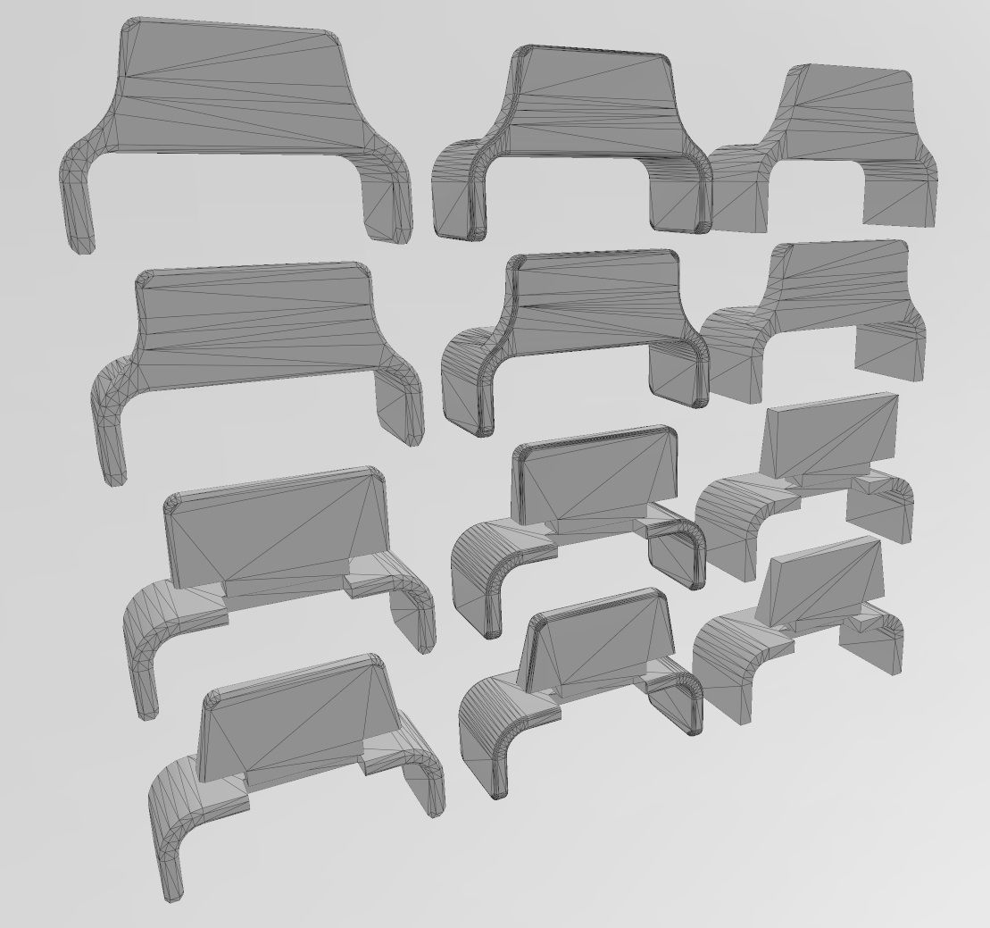 Miniature concrete park benches prop 3D model 3D printable | CGTrader