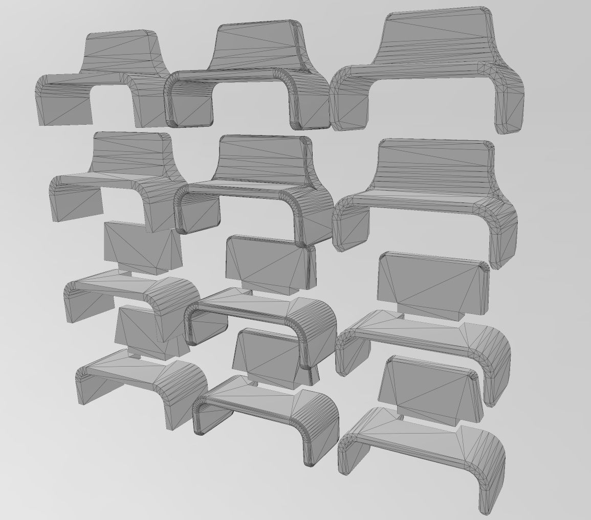 Miniature concrete park benches prop 3D model 3D printable | CGTrader