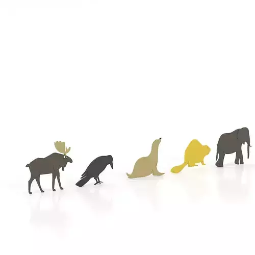 Animals 4 in row 3D model