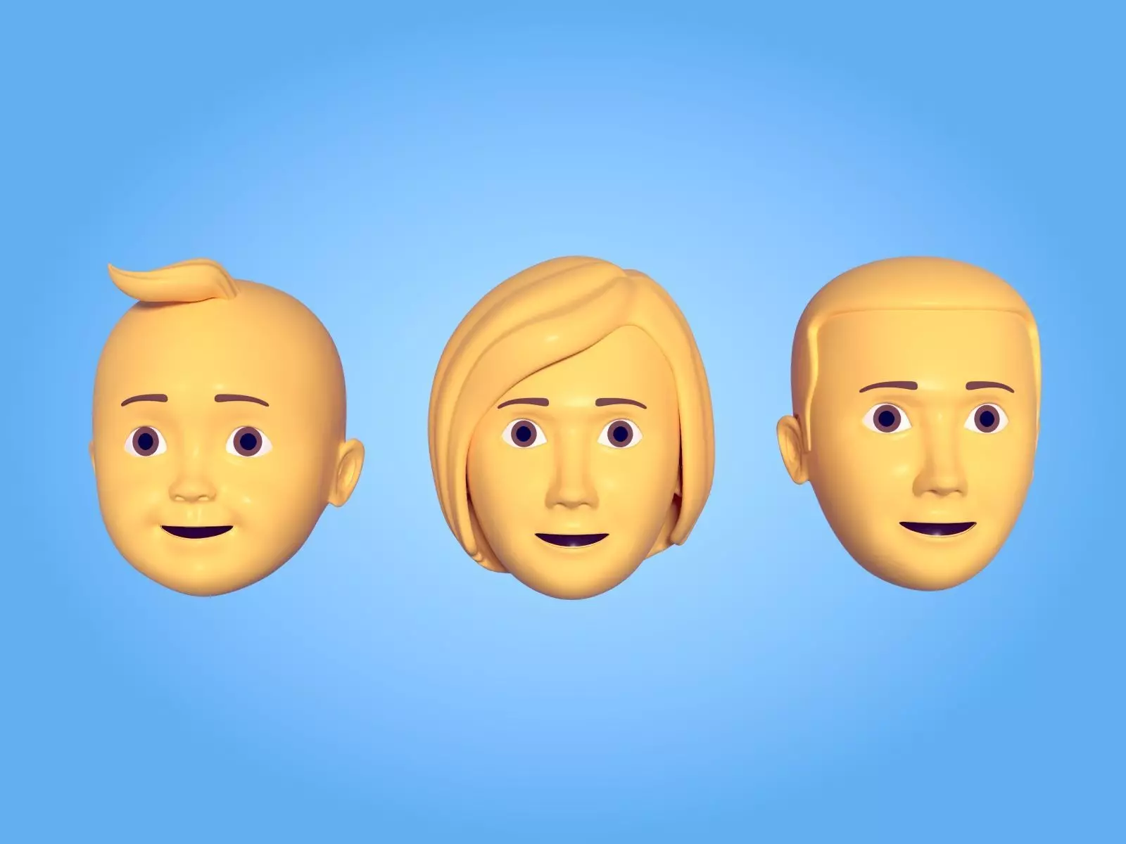 Cartoon head - Face Emoji Low-poly 3D model_0