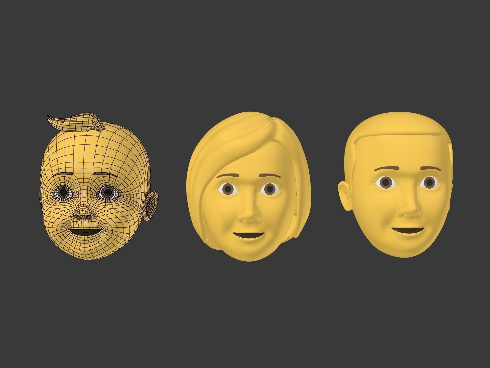 Cartoon head - Face Emoji Low-poly 3D model_2
