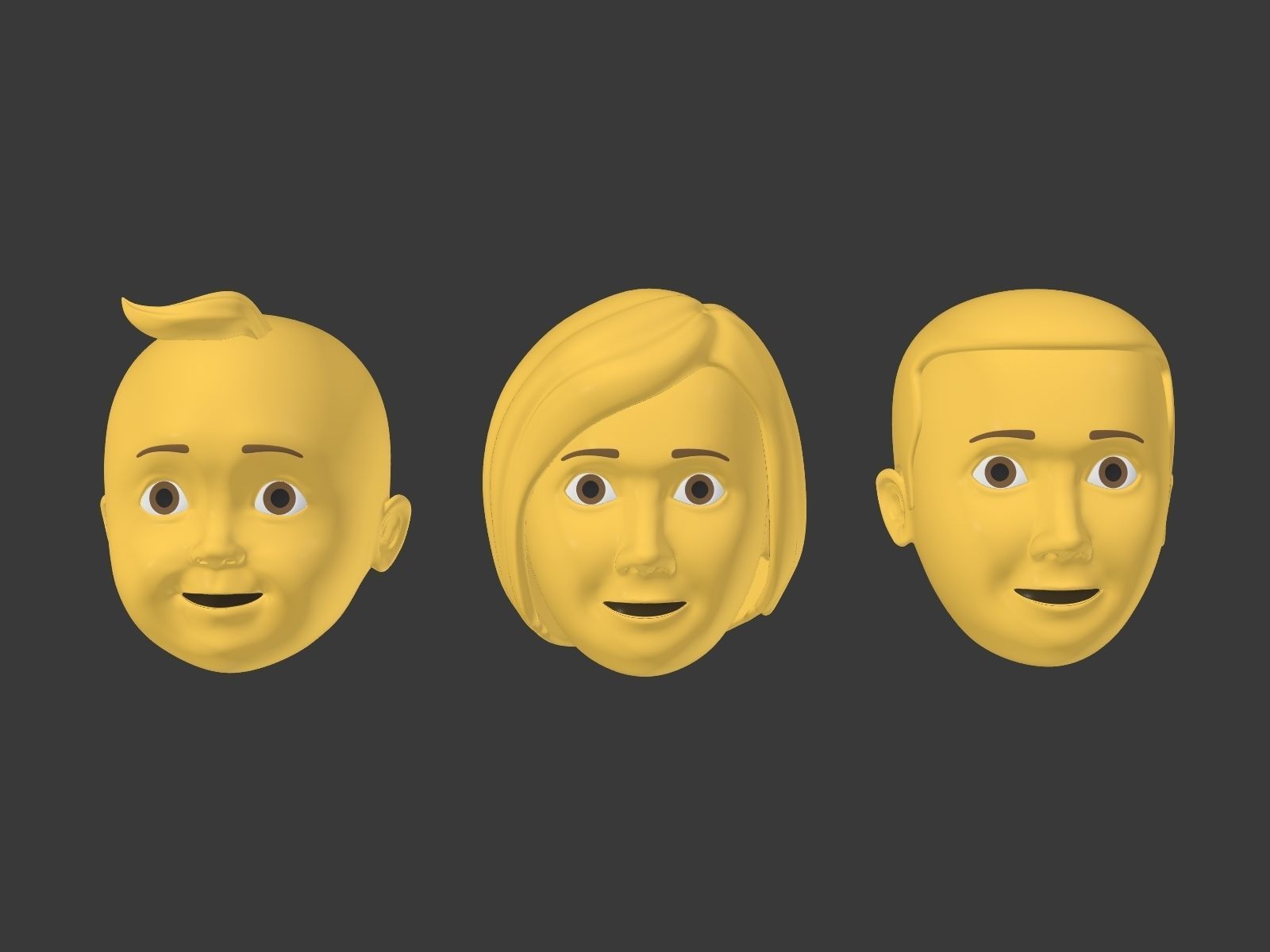 Cartoon head - Face Emoji Low-poly 3D model_1