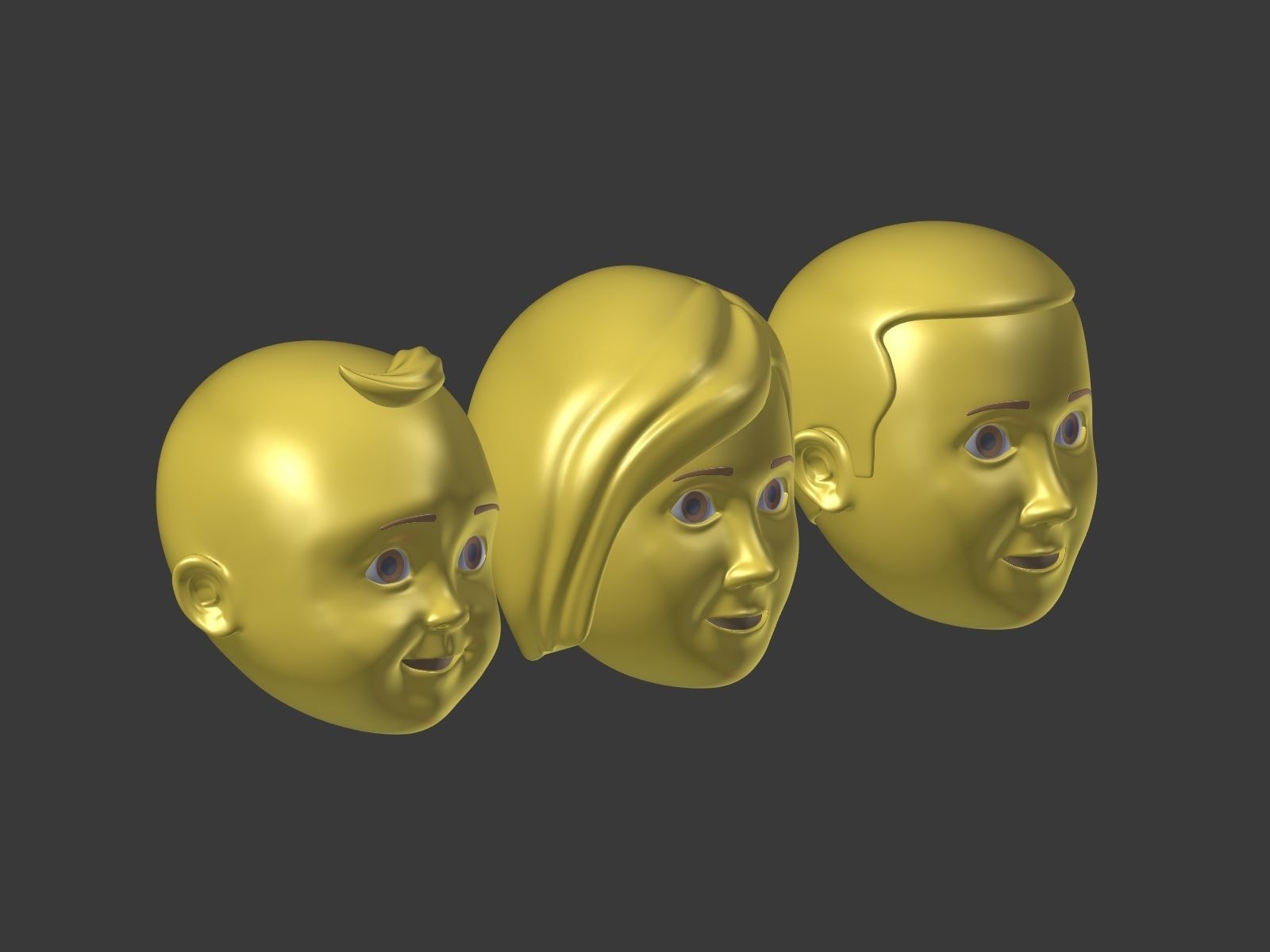 Cartoon head - Face Emoji Low-poly 3D model_7