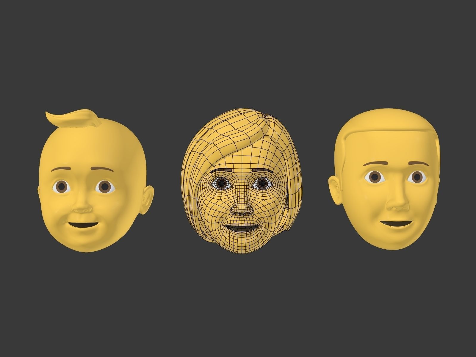 Cartoon head - Face Emoji Low-poly 3D model_3