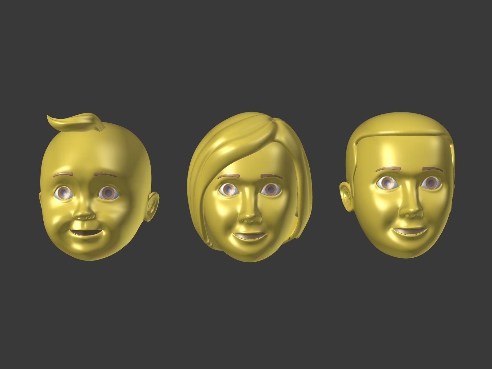 Cartoon head - Face Emoji Low-poly 3D model_5