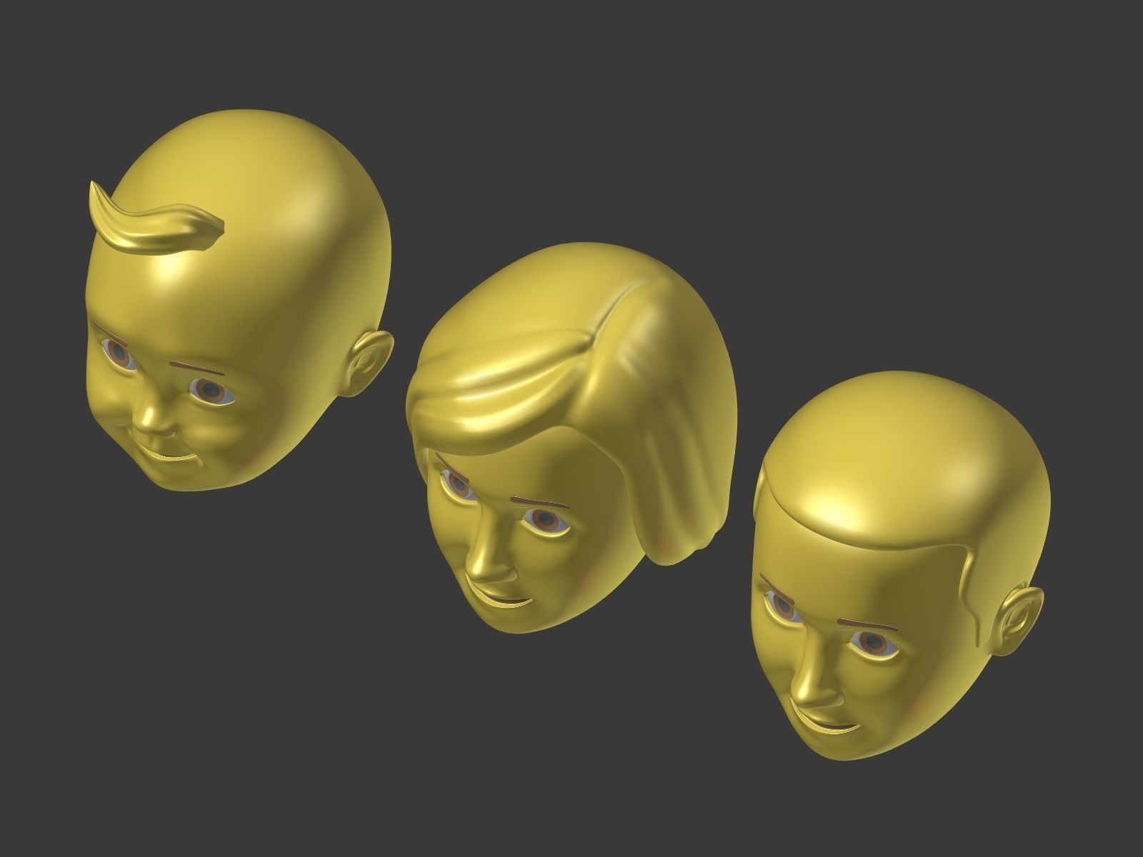 Cartoon head - Face Emoji Low-poly 3D model_10