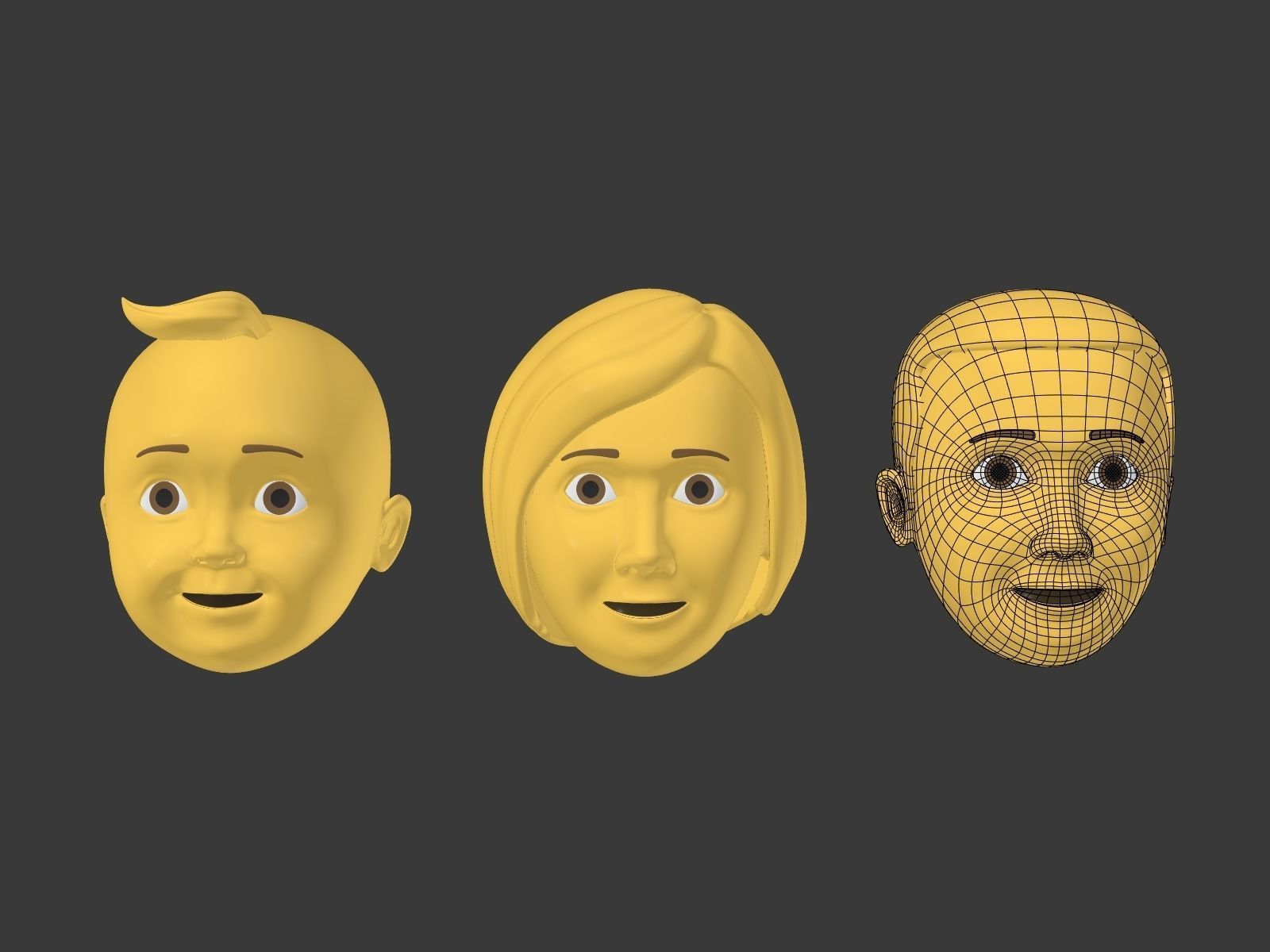 Cartoon head - Face Emoji Low-poly 3D model_4
