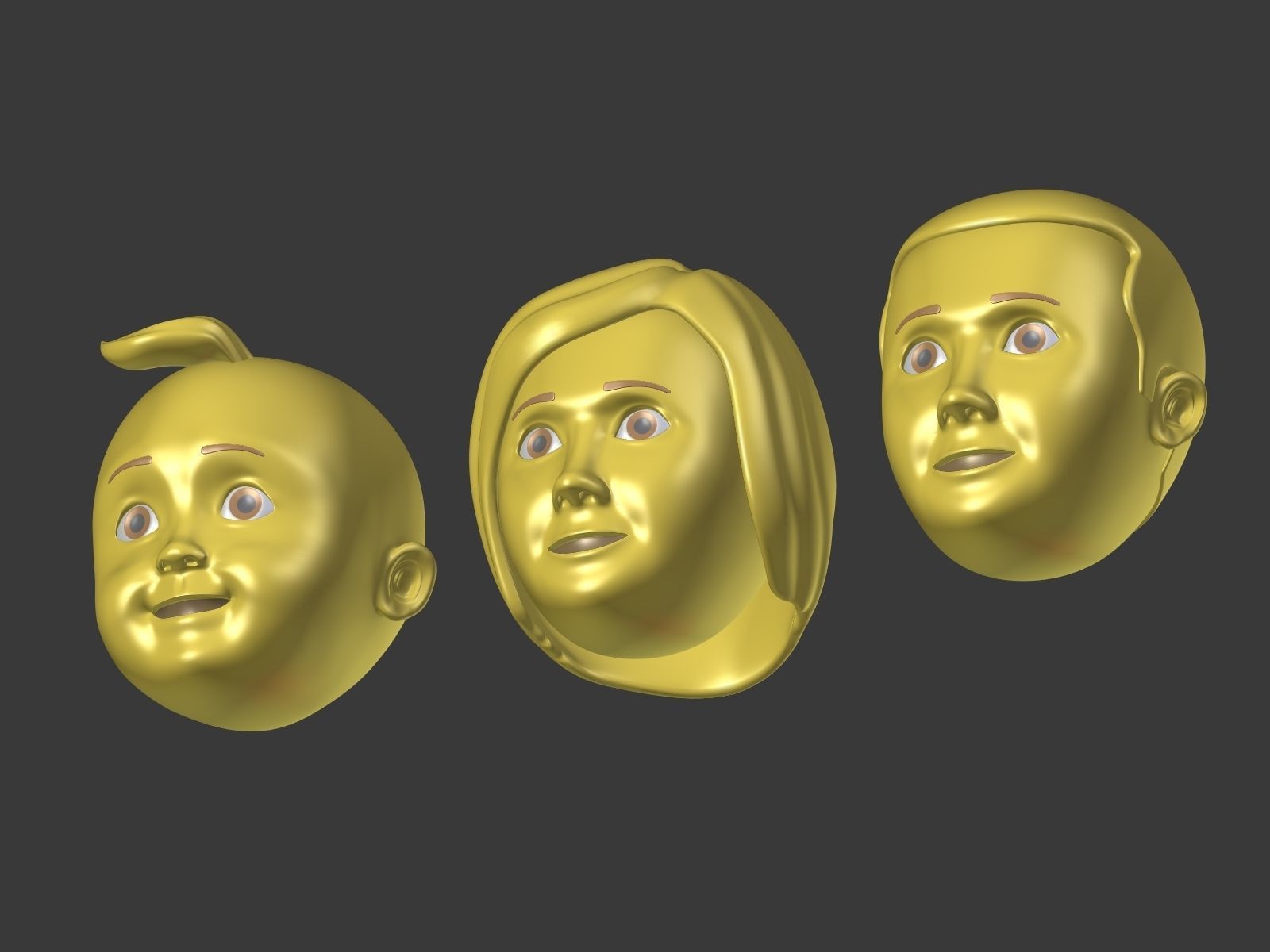 Cartoon head - Face Emoji Low-poly 3D model_9