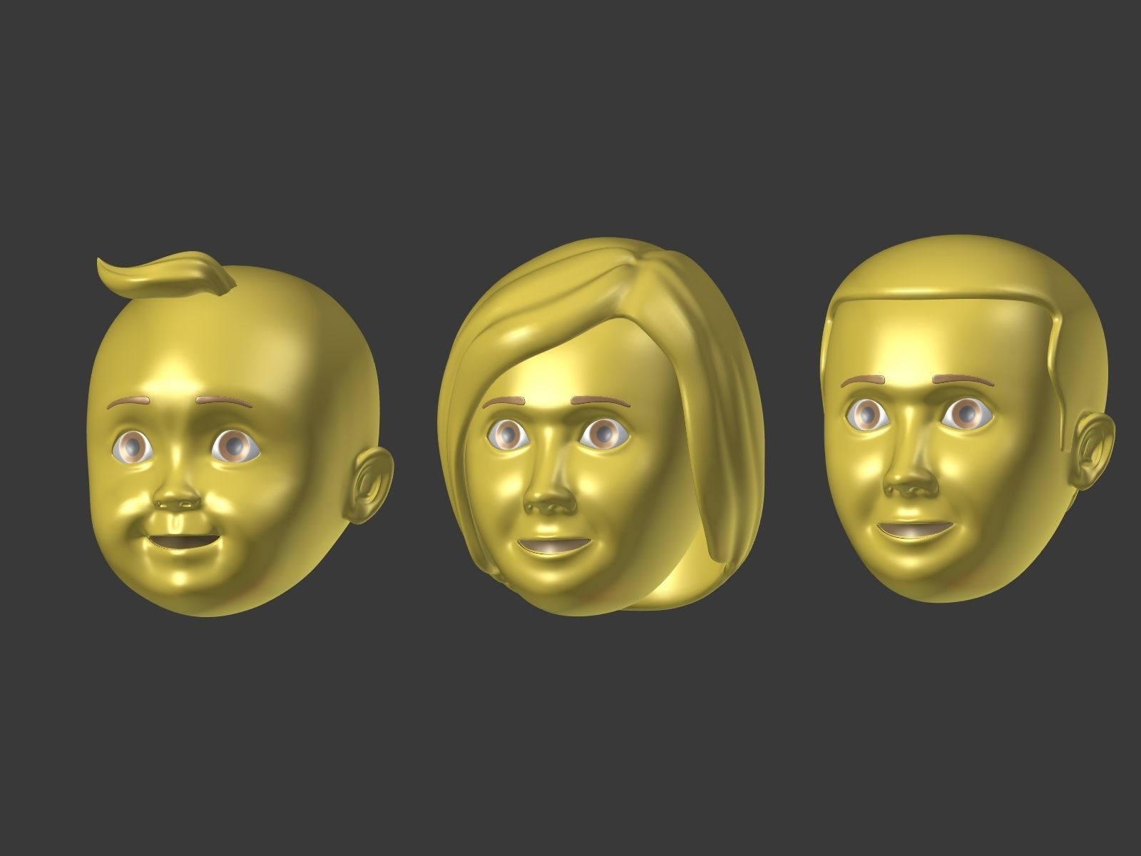 Cartoon head - Face Emoji Low-poly 3D model_6