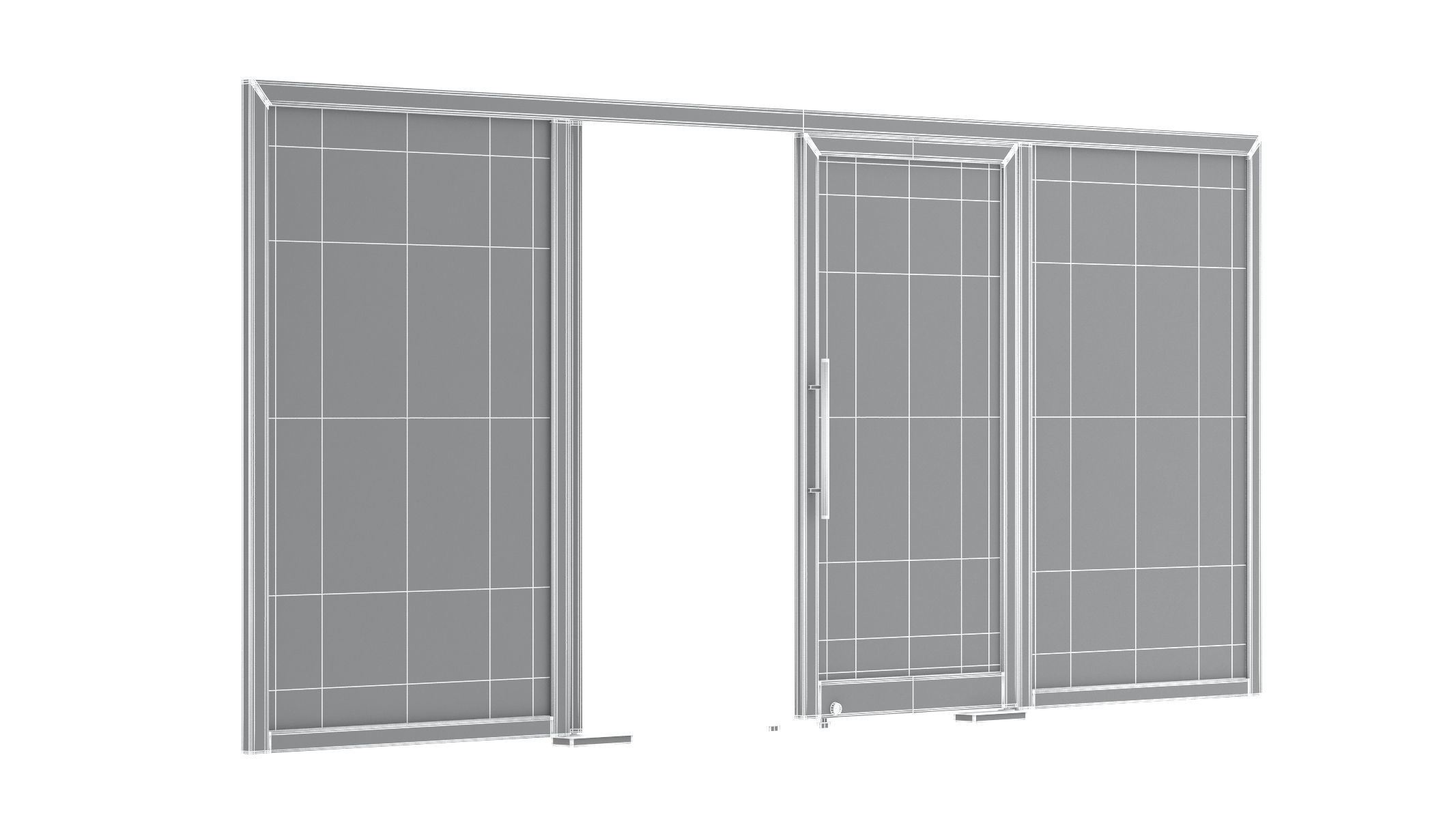 Office Tempered Glass Door with Aluminium Frame 3D model_17