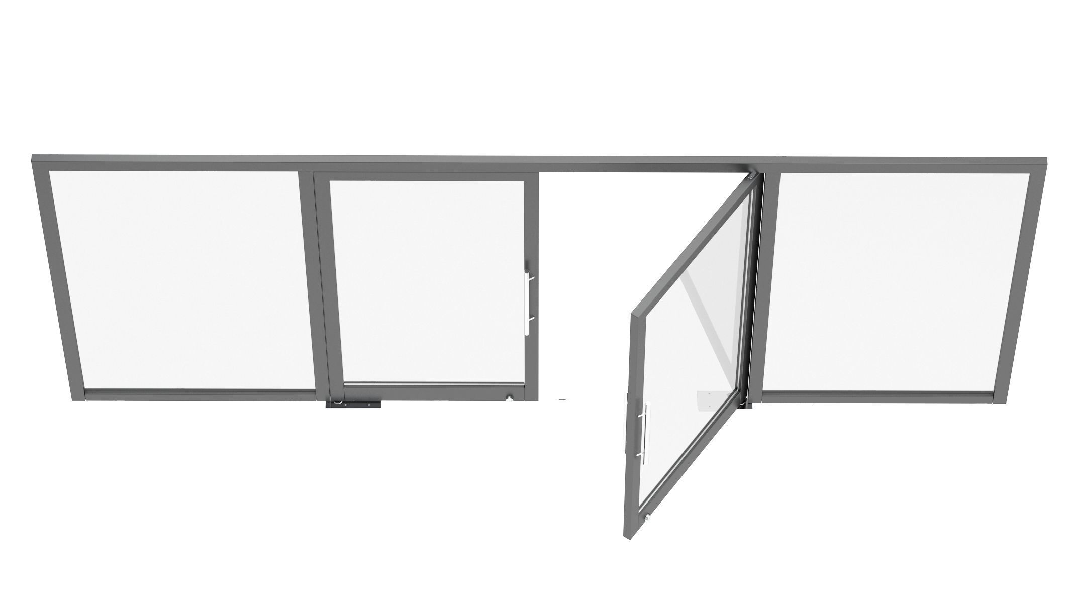 Office Tempered Glass Door with Aluminium Frame 3D model_10