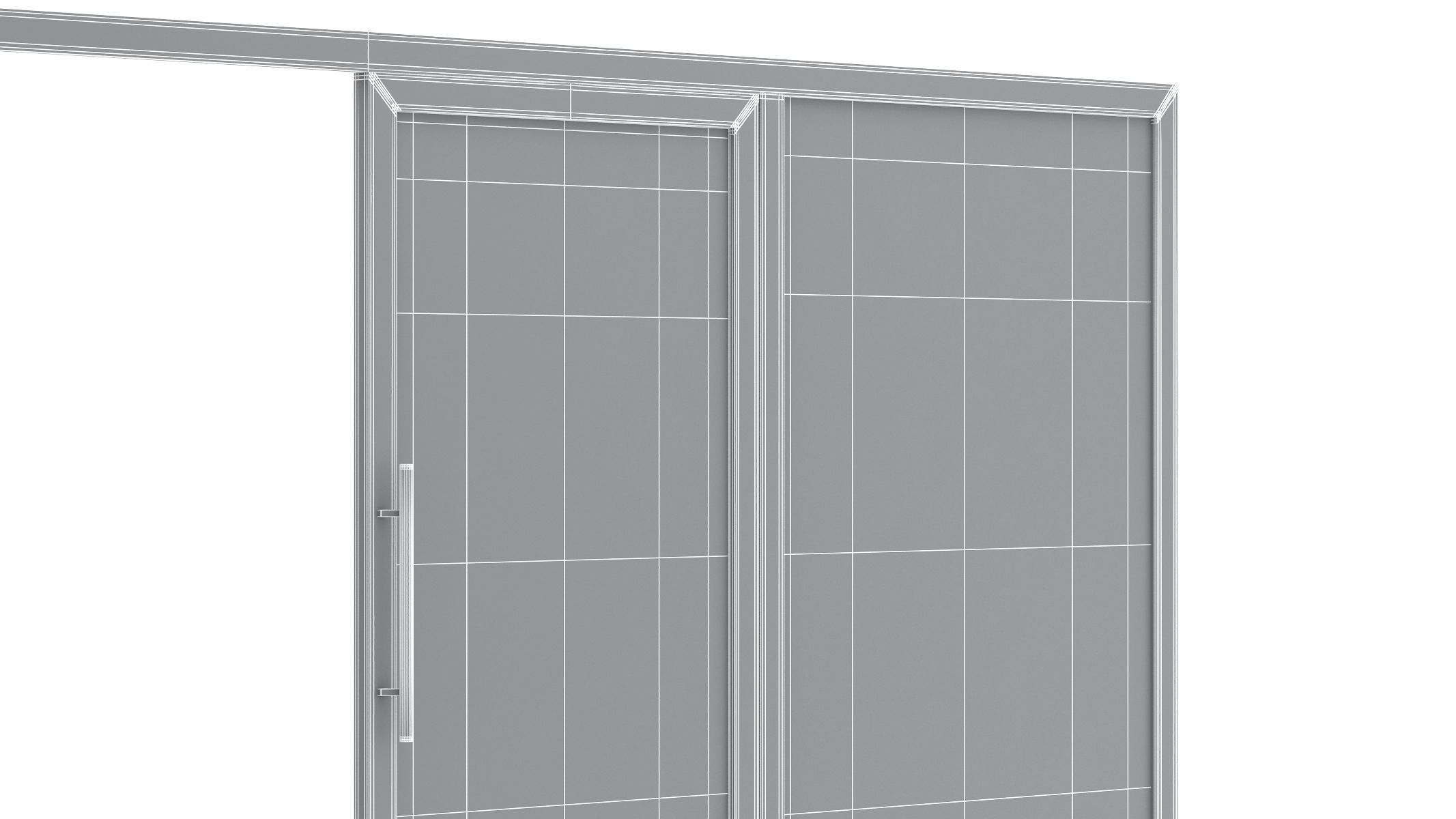 Office Tempered Glass Door with Aluminium Frame 3D model_22