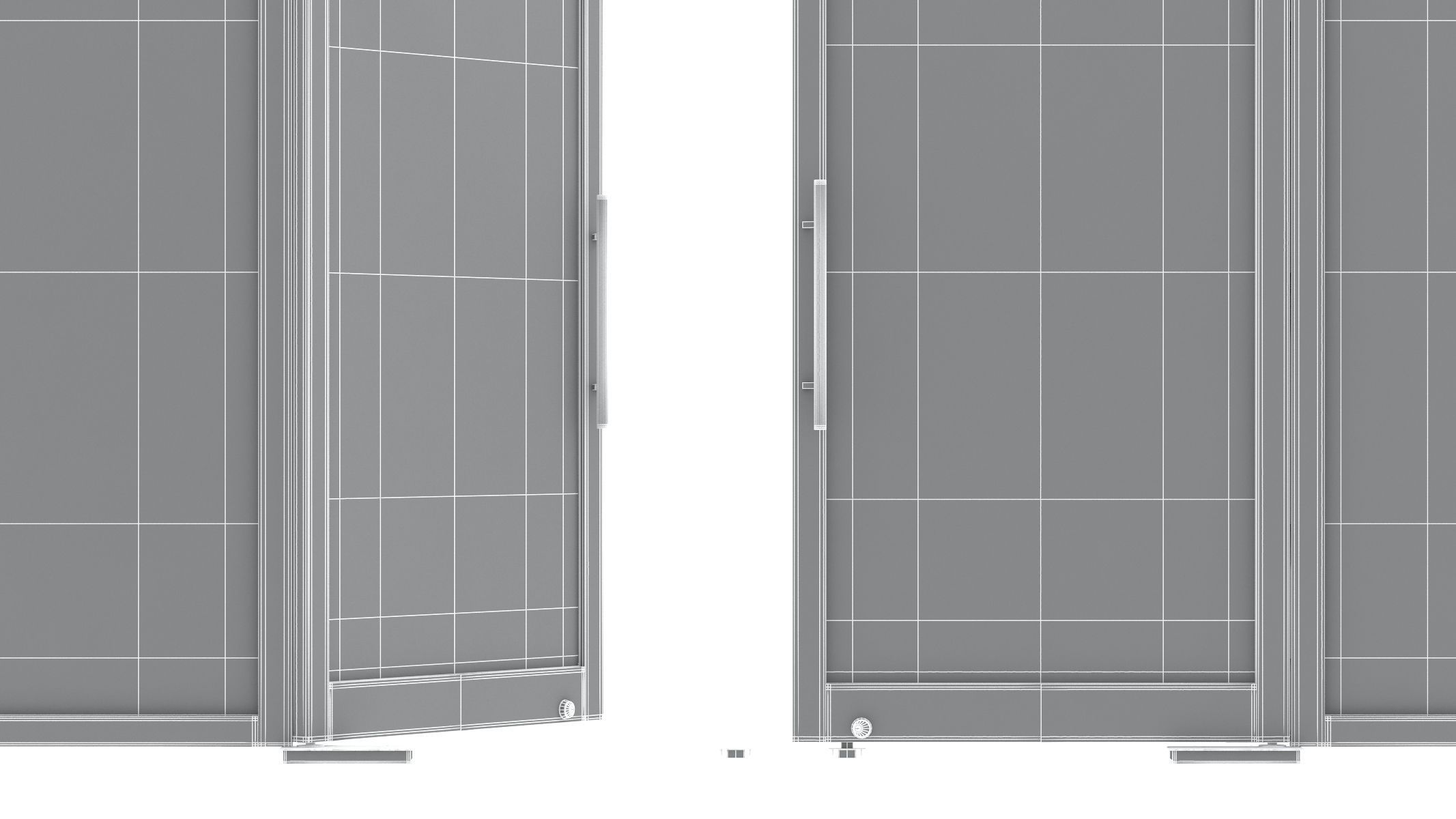 Office Tempered Glass Door with Aluminium Frame 3D model_21