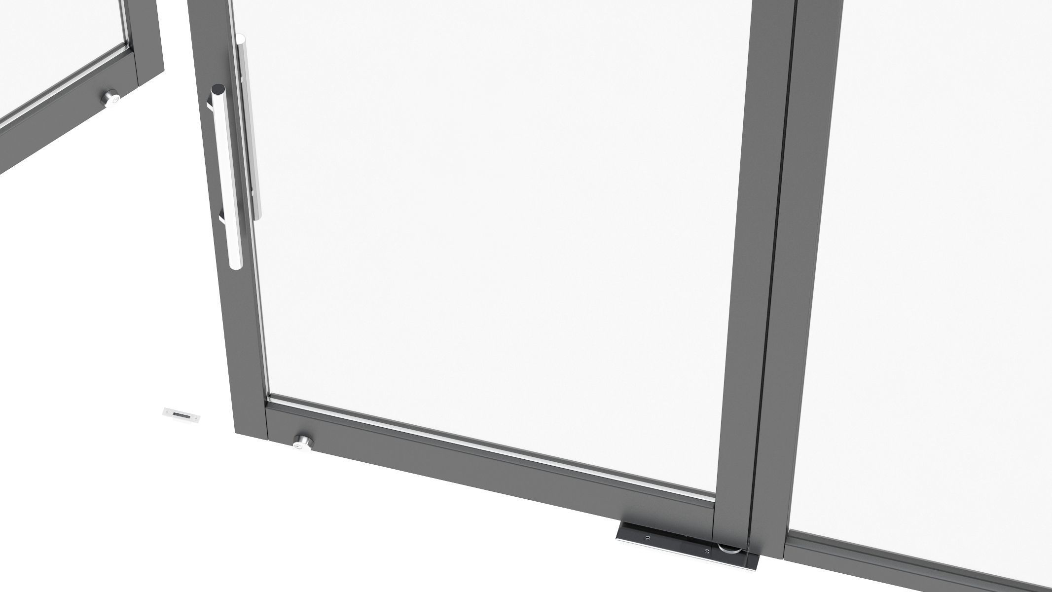 Office Tempered Glass Door with Aluminium Frame 3D model_14