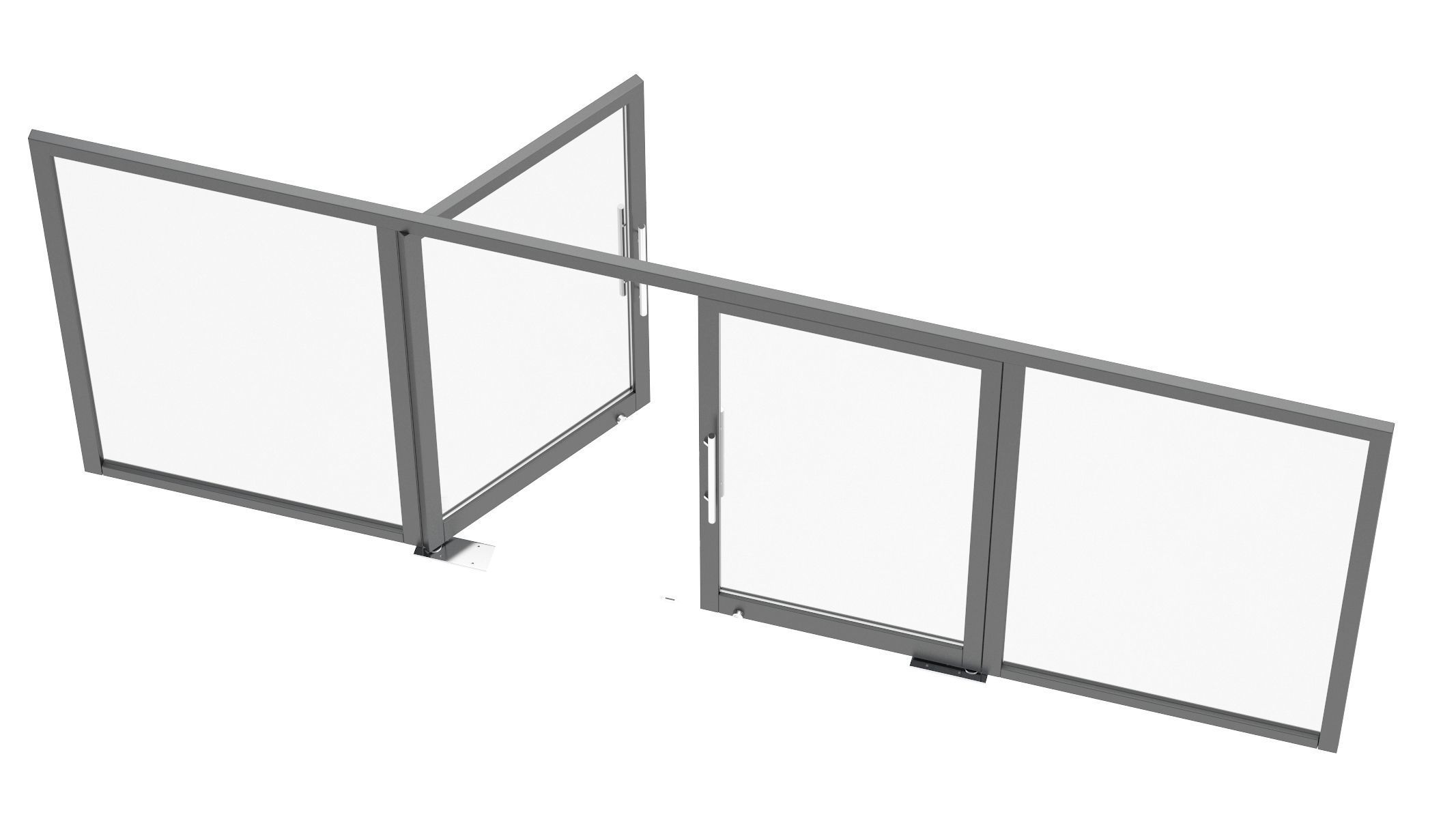 Office Tempered Glass Door with Aluminium Frame 3D model_9