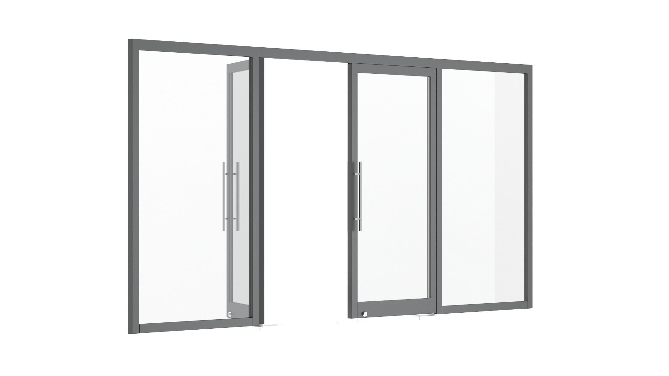 Office Tempered Glass Door with Aluminium Frame 3D model_1
