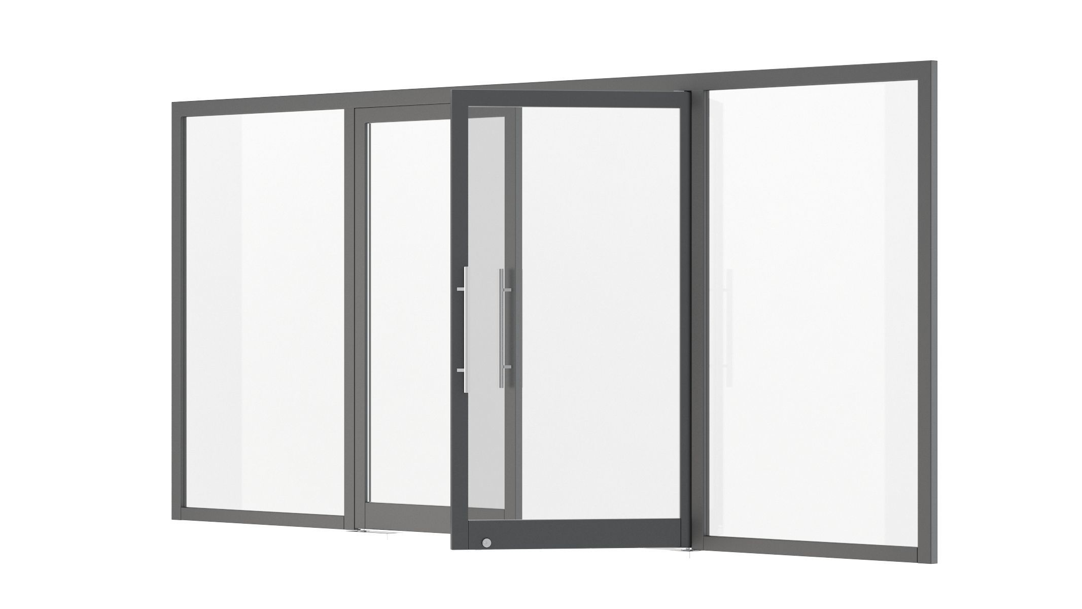 Office Tempered Glass Door with Aluminium Frame 3D model_5