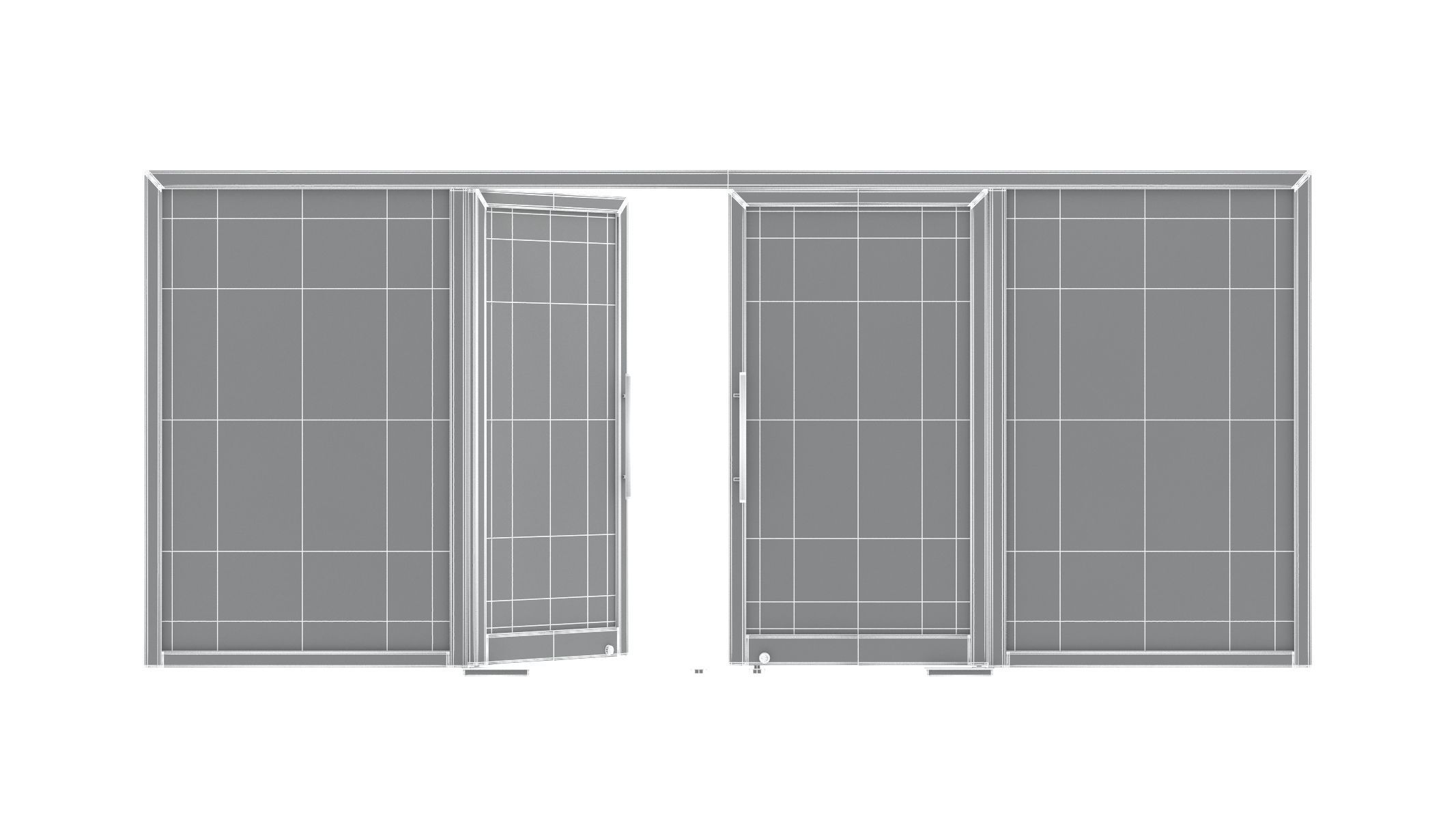 Office Tempered Glass Door with Aluminium Frame 3D model_3