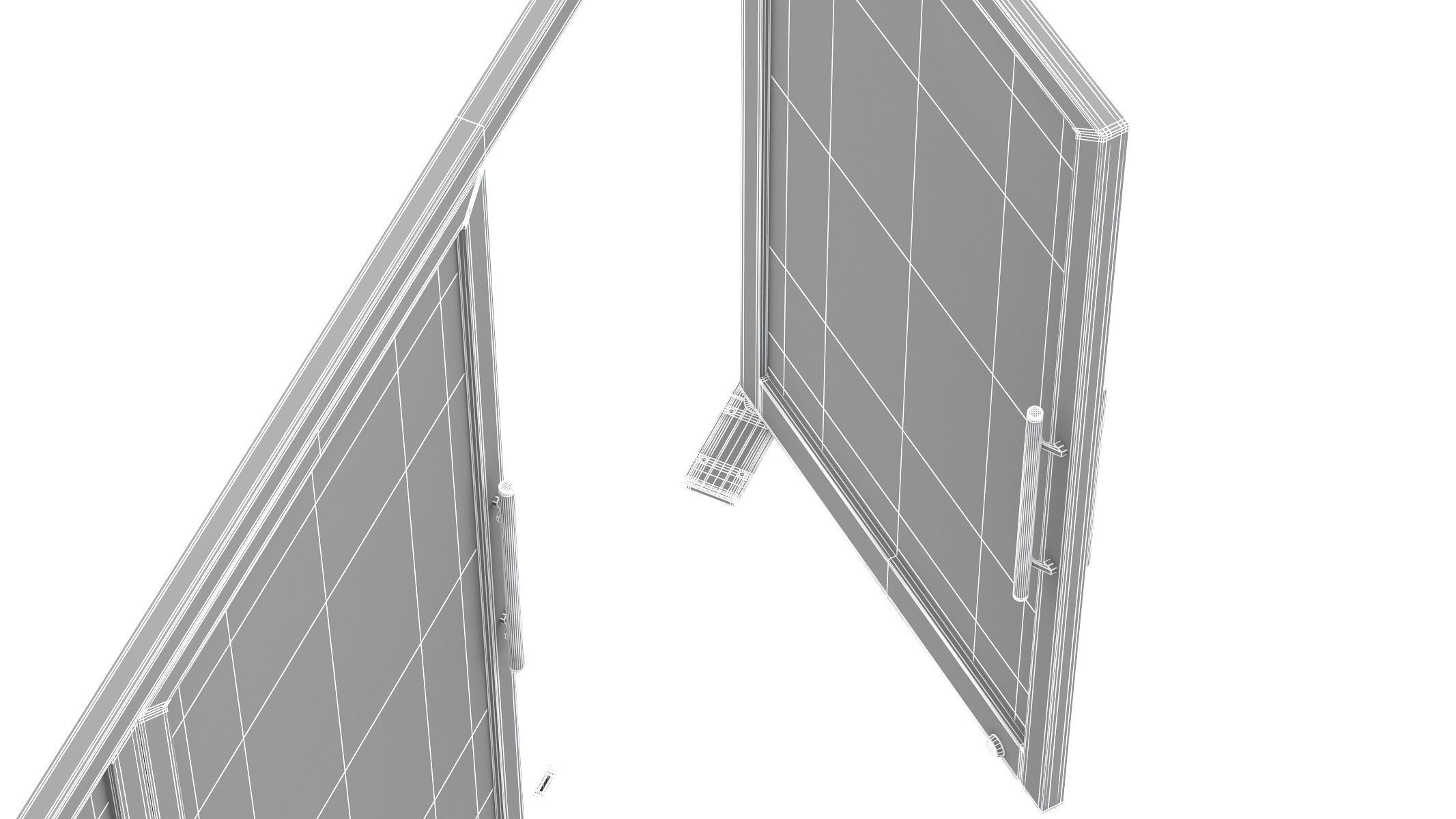 Office Tempered Glass Door with Aluminium Frame 3D model_25