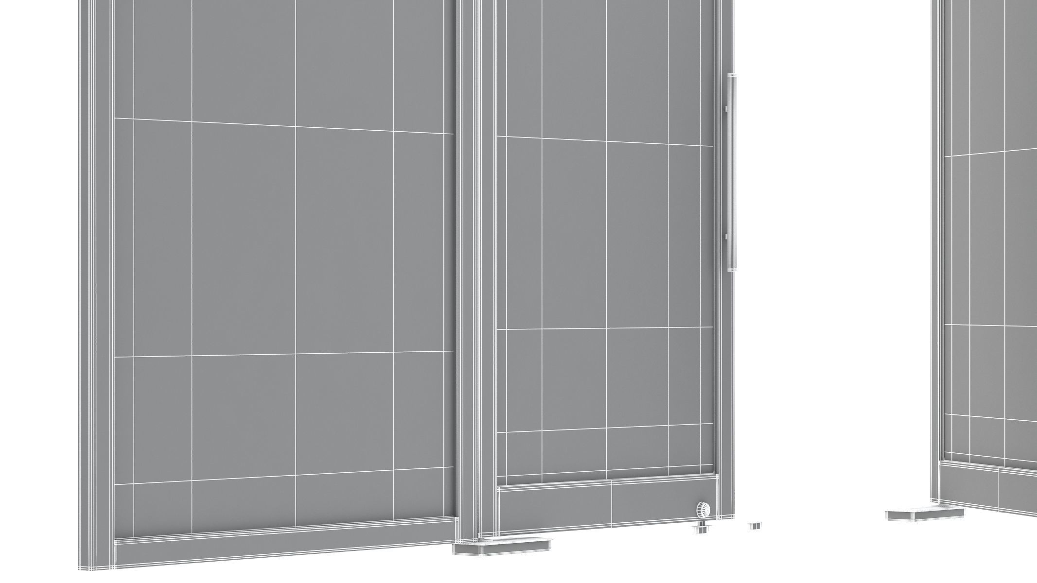 Office Tempered Glass Door with Aluminium Frame 3D model_24