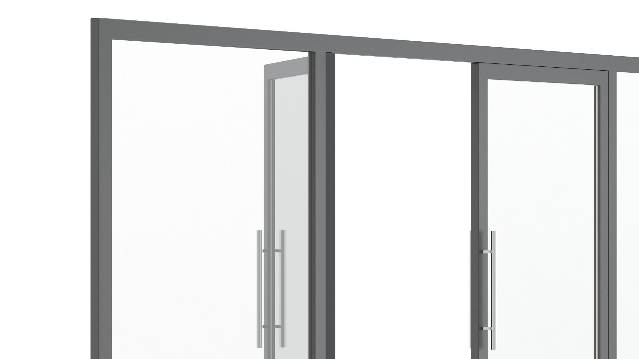 Office Tempered Glass Door with Aluminium Frame 3D model_12
