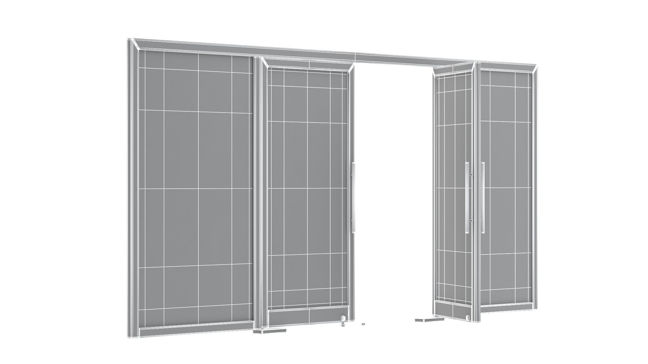 Office Tempered Glass Door with Aluminium Frame 3D model_7