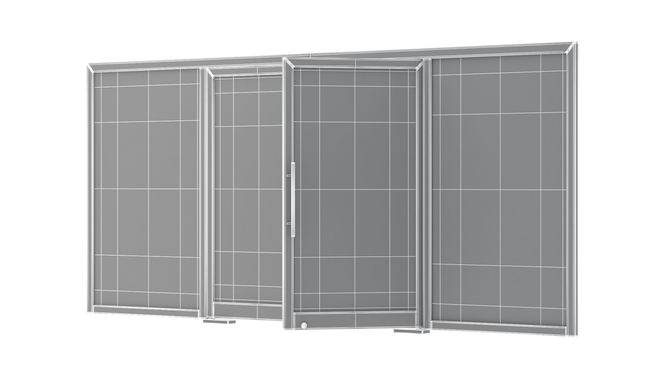 Office Tempered Glass Door with Aluminium Frame 3D model_18