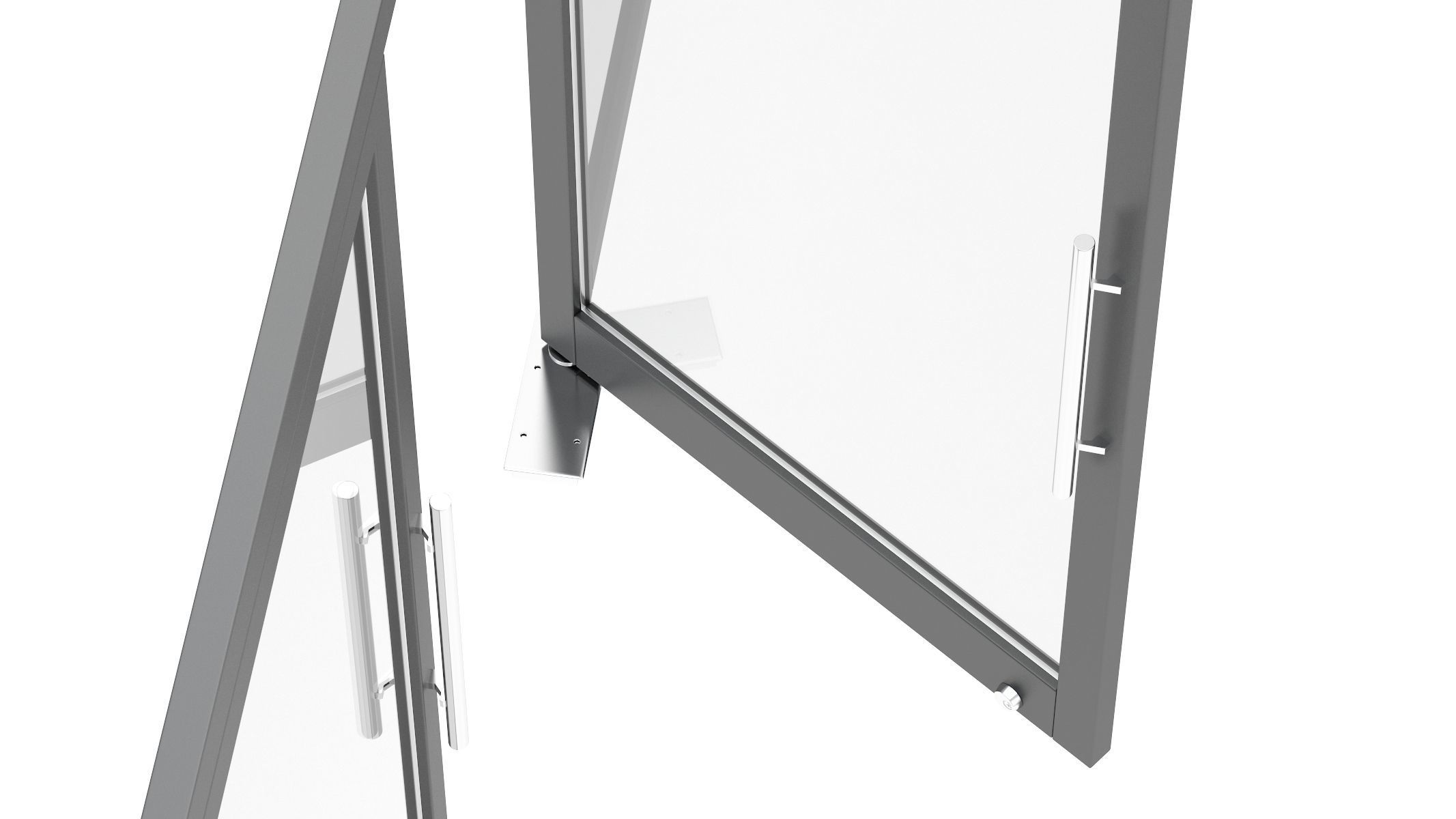 Office Tempered Glass Door with Aluminium Frame 3D model_15