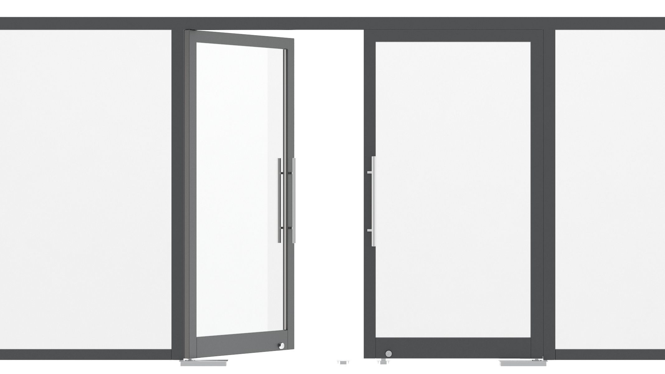 Office Tempered Glass Door with Aluminium Frame 3D model_11