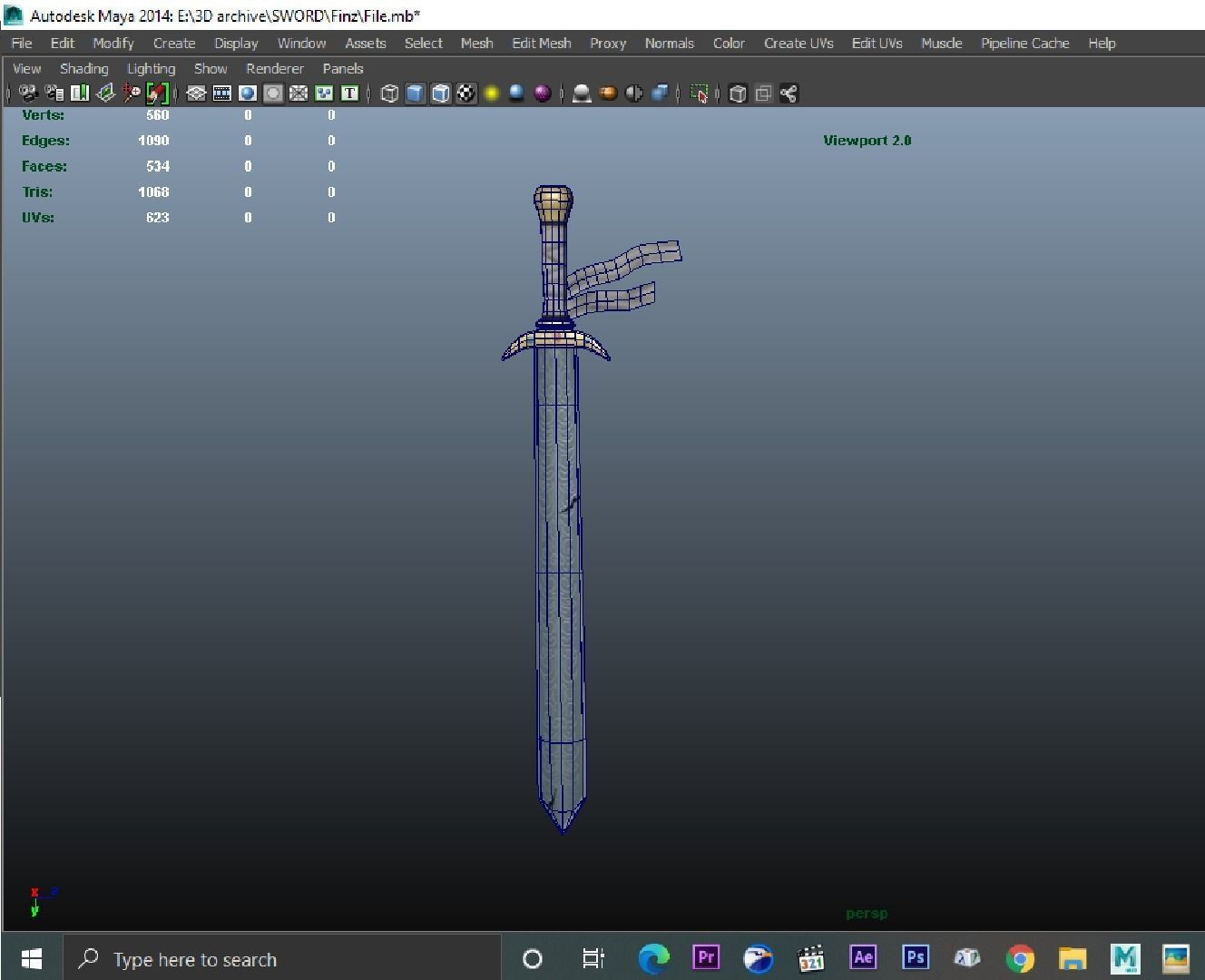Sword  Light Model Low-poly 3D model_5
