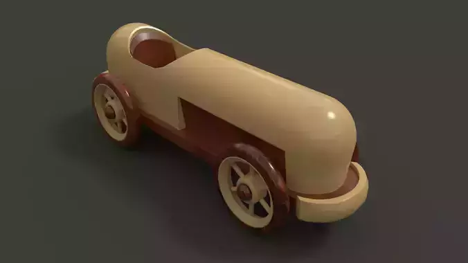 Wooden sport toy car 3D model